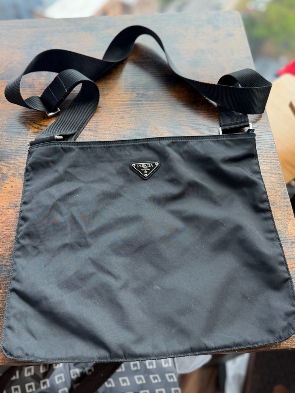 Authentic Prada Black Nylon Crossbody Bag Adjustable Strap COA